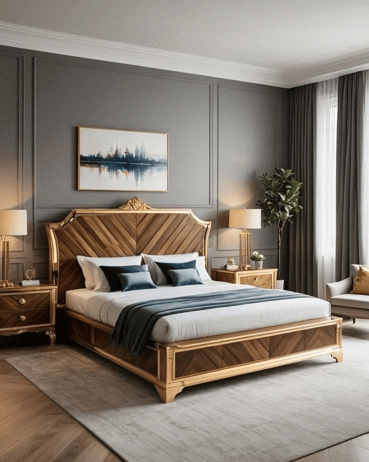 Herringbone Veneer Hotel Bed