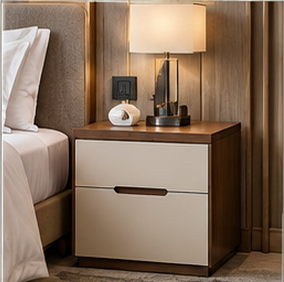 Minimal Box Bedside Table for hotel guest rooms — concept visualization, Venus Creatives