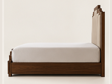 Geometric Art Deco Hotel Bed — side view