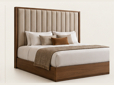 Vertical Panel Upholstered Bed — 45° angle view
