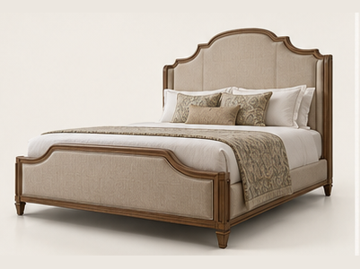 Neoclassical Upholstered Heritage Bed — 45° angle view