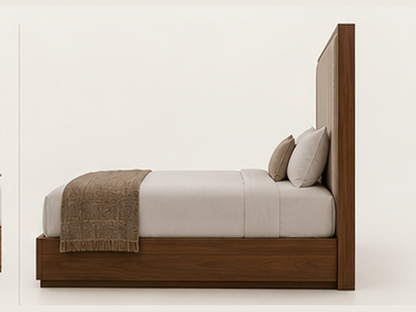 Vertical Panel Upholstered Bed — side view