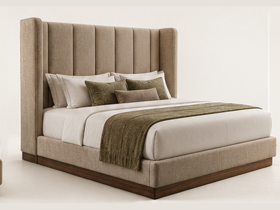 High Wingback Boutique Hotel Bed — 45° angle view