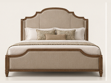 Neoclassical Upholstered Heritage Bed — front view
