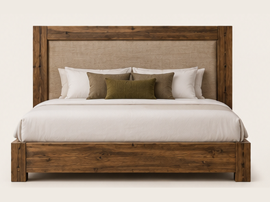 Rustic Solid Timber Hotel Bed — front view