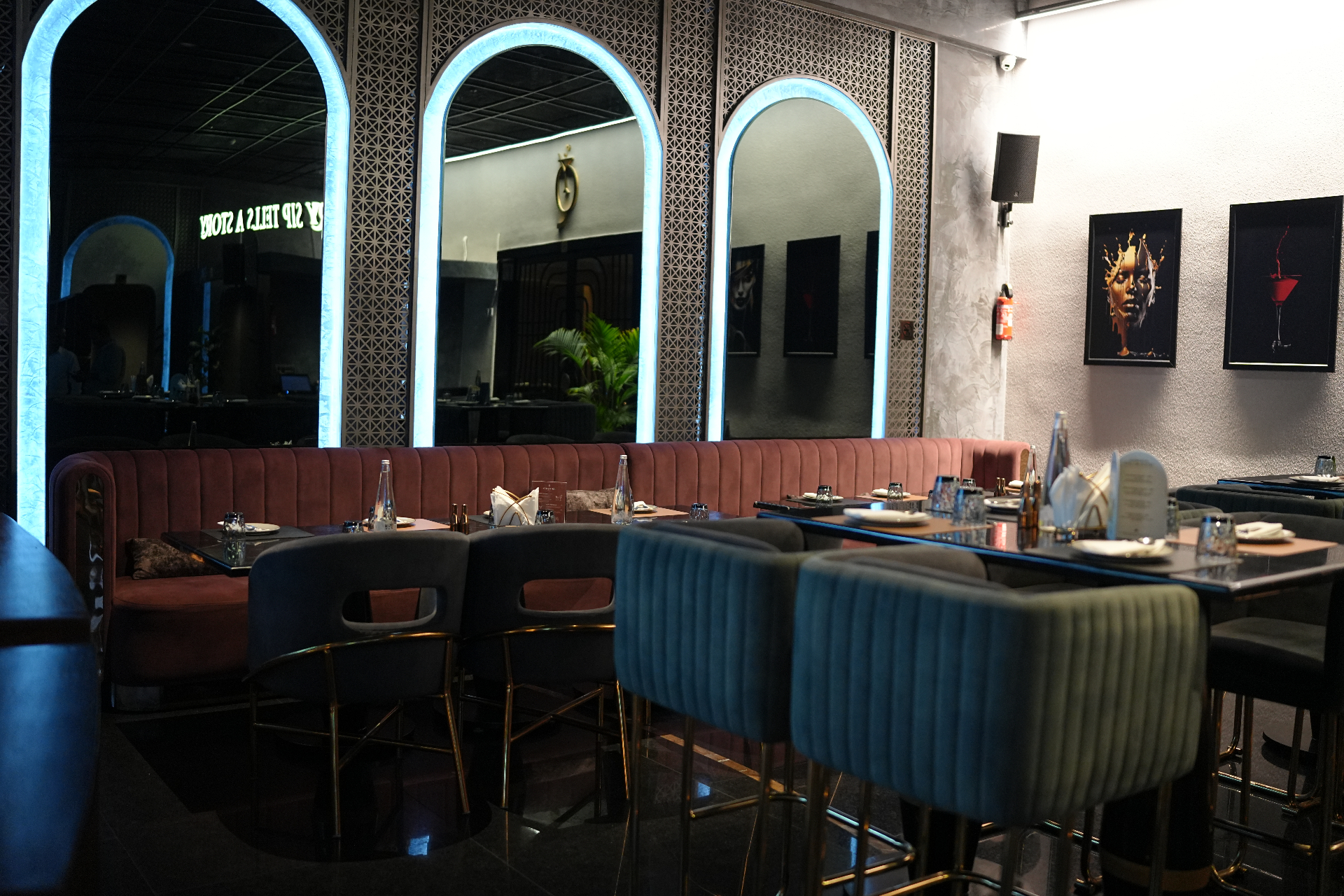 Bar and lounge furniture — tufted booths, bar stools and low lounges manufactured by Venus Creatives, Greater Noida, India