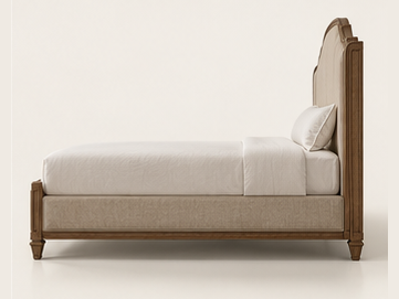 Neoclassical Upholstered Heritage Bed — side view