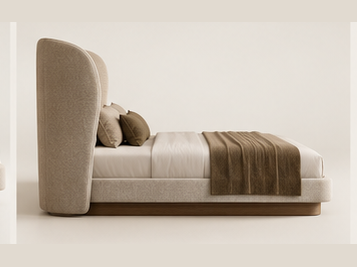 Sculptural Curved Hotel Bed — side view