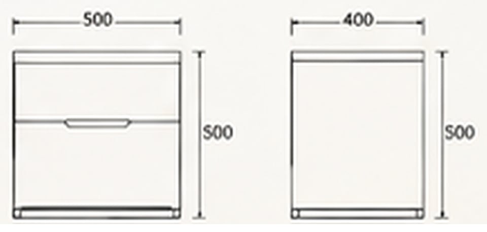 Minimal Box Bedside Table — indicative concept sketch with dimensions, VC-HBT-004