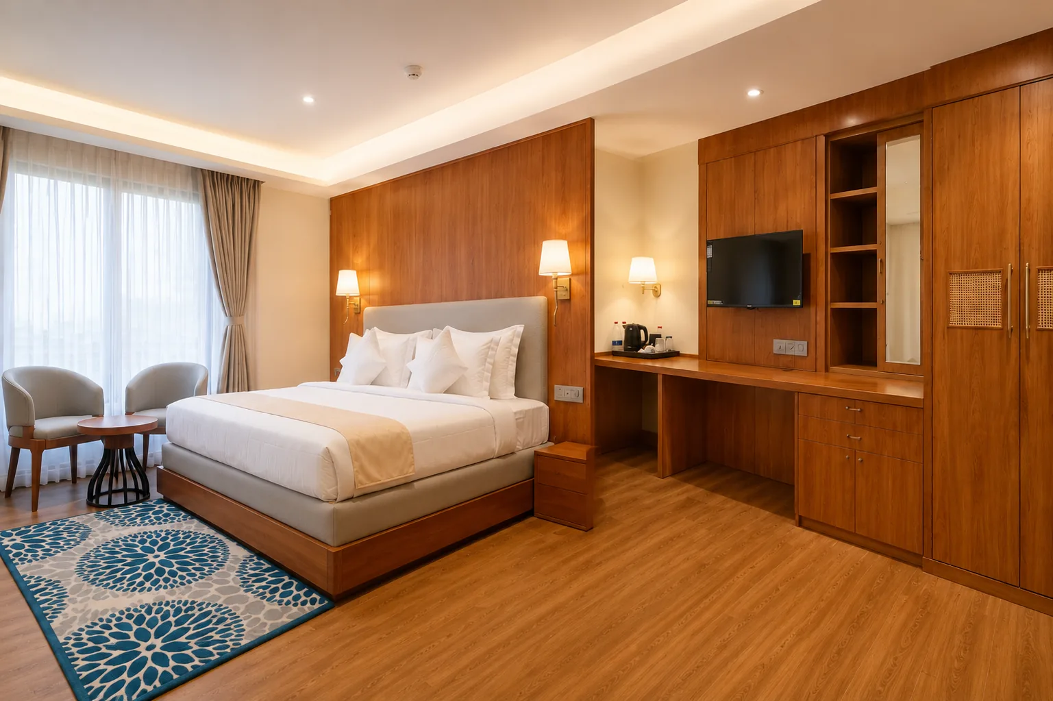 Luxury hotel interior with custom hospitality furniture collection