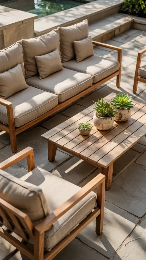 Teak Frame Outdoor Sofa Set — Venus Creatives outdoor furniture