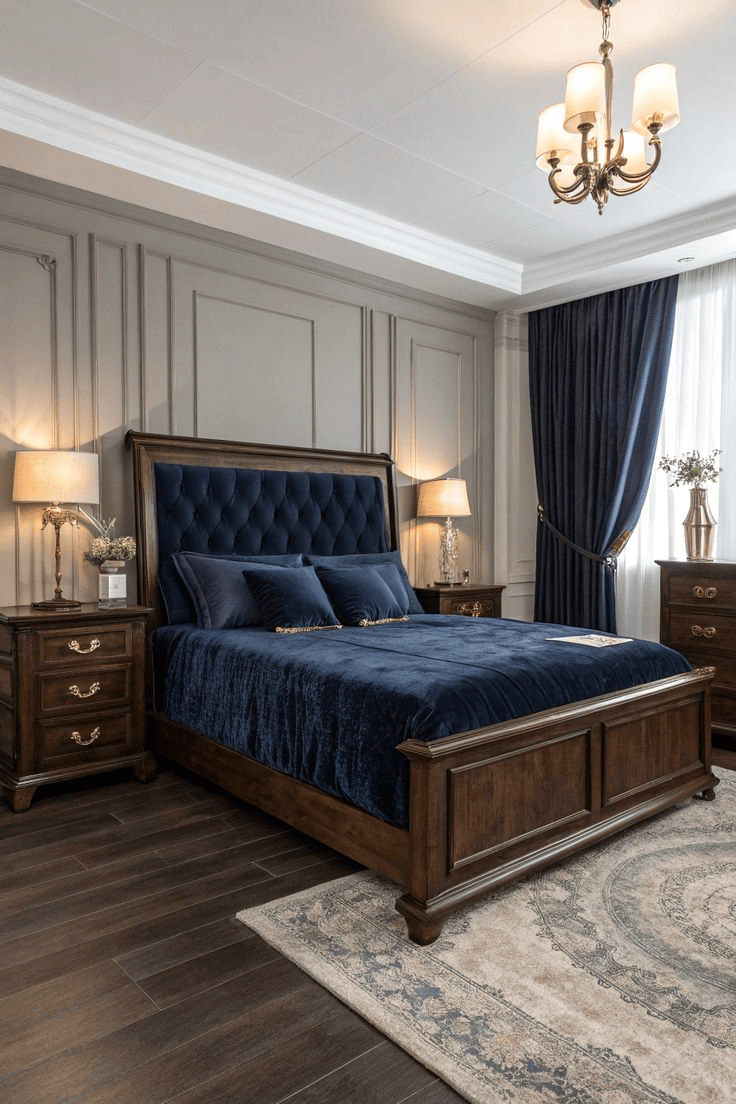 Tufted Velvet Sleigh Hotel Bed
