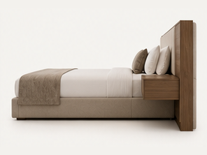 Extended Headboard Panel Bed — side view