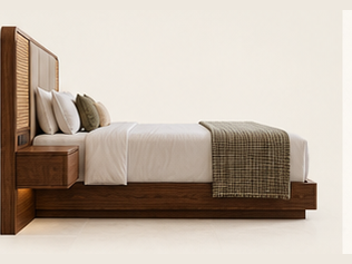 Extended Cane Panel Hotel Bed — side view