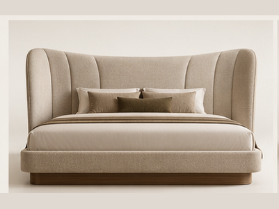 Sculptural Curved Hotel Bed — front view