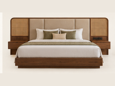 Extended Cane Panel Hotel Bed — front view