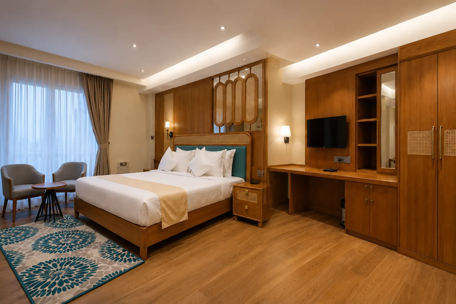 Complete hotel guest room furniture manufactured by Venus Creatives