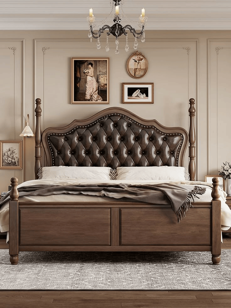 Four-Poster Leather Hotel Bed